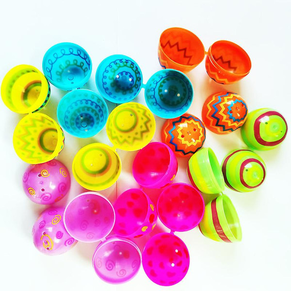 12/36 st tryckta ägg påsk-twister tryckta öppna ägg plastblomleksaker äggskal 36pcs