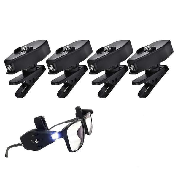 Mini boglæselampe til briller, universel fleksibel LED-lysklemme 4pcs