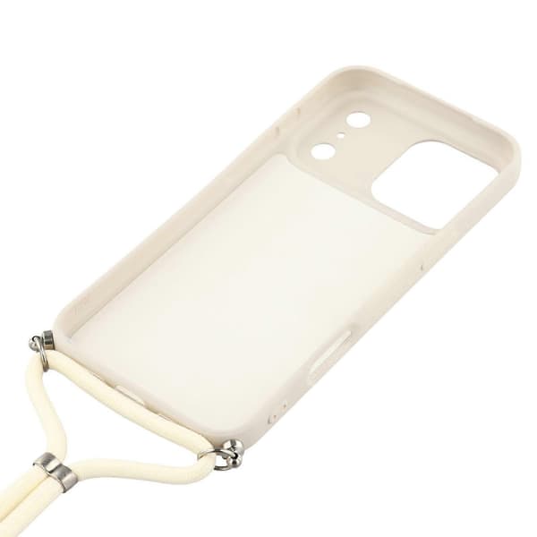 Skal för iPhone 17 Pro, mjukt TPU-fiberfoder, telefonfodral med axelrem White