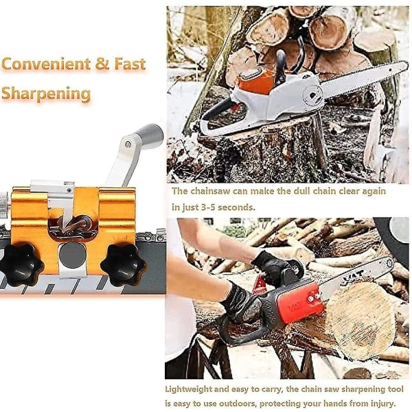 Timberline Chainsaw Chain Sharpening Jig Elektrisk Chainsaw Sharpening Kit til alle typer motorsave, guld