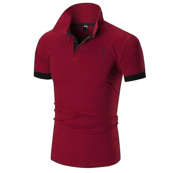 Kesävaatteet 2023 Casual Urheilu Miesten Poolo-T-paidat, joissa on logobrodeerattu istuva golf-miesten poolopaidat Red 3XL