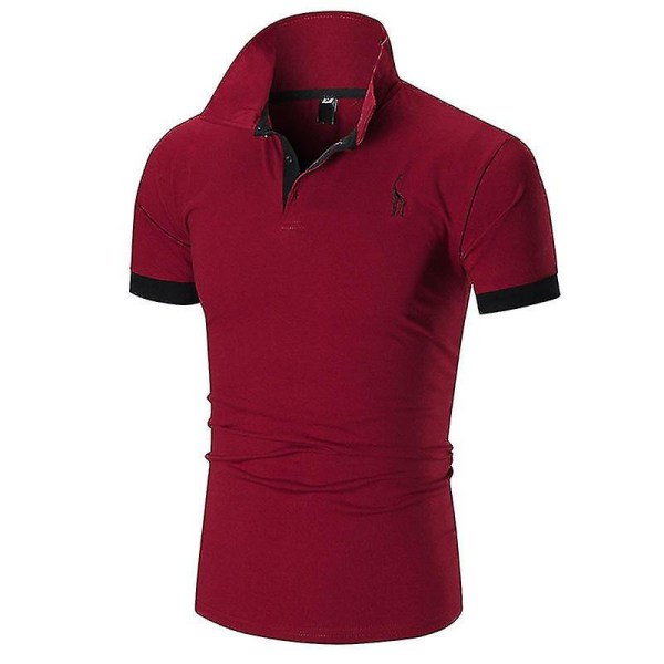 Sommarkläder 2023 Casual Sport Herr Polo T-shirts Med Logotyp Broderi Sittande Golf Herr Polotröjor Red XL