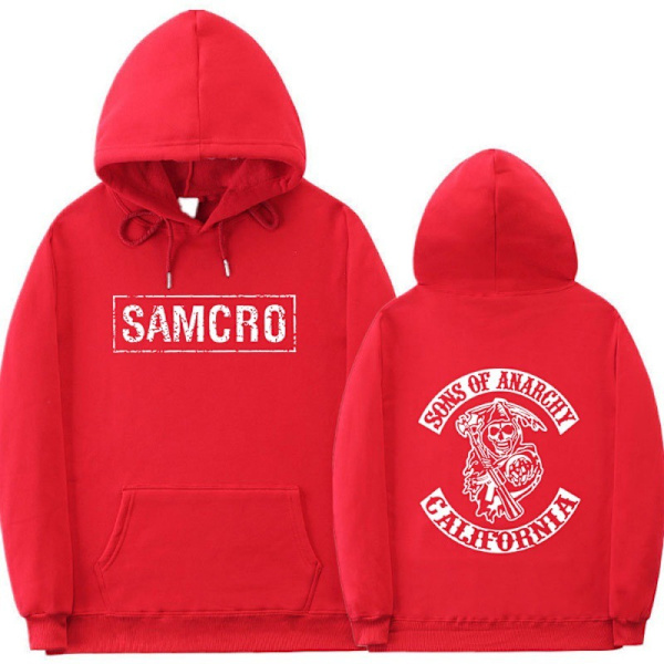 Sons Of Anarchy Samcro Hoodie Dobbeltsidig Trykt Hoodie Trøje Top Rød Red M