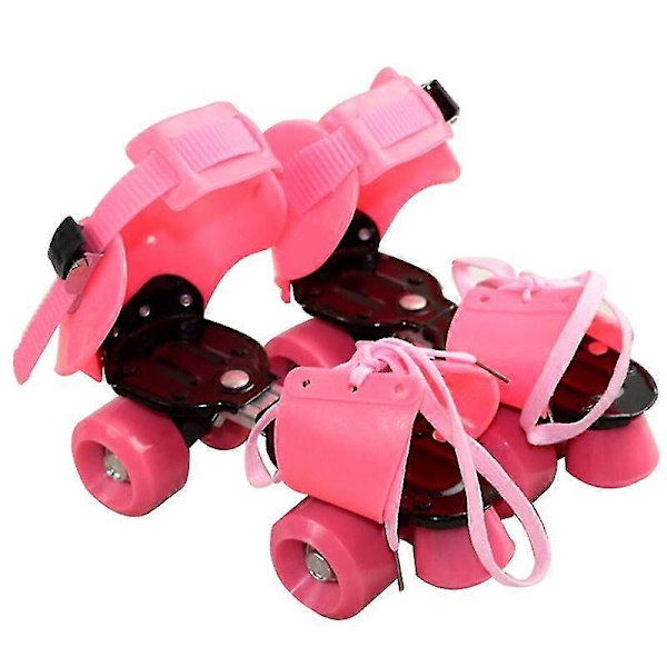 Justerbare Rulleskøjter til Børn Dobbelt Række 4 Hjul Skøjtesko Glide Inline Skøjter til Børn Pink