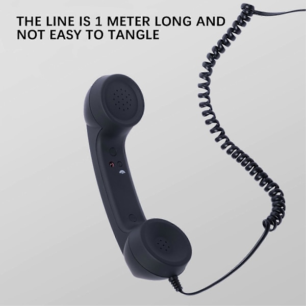 USB-C Retro Handset for Mobile Phones - Plug & Play Receiver Radiation-Proof Comfortable Calling for iPhone & Android [DB] Black black