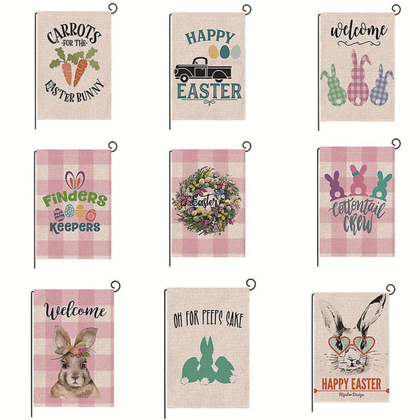 Vendbar Easter Garden Courtyard Flag Festival Bunny Rabbit Banner Decoration 7