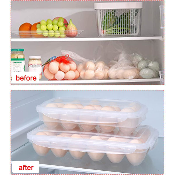 2-pack täckta ägghållare, ägghållare för kyl, äggförvaringsbehållare