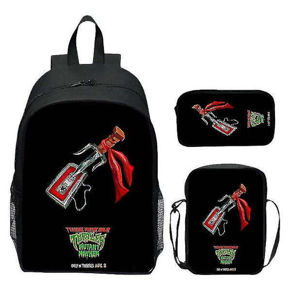 2024 Nya Teenage Mutant Ninja Turtles Skolväska Axelväska Pennväska 3-pack 16\" Ryggsäck Cartoon Tryckt Väskor Pojkar Födelsedagspresent T-06