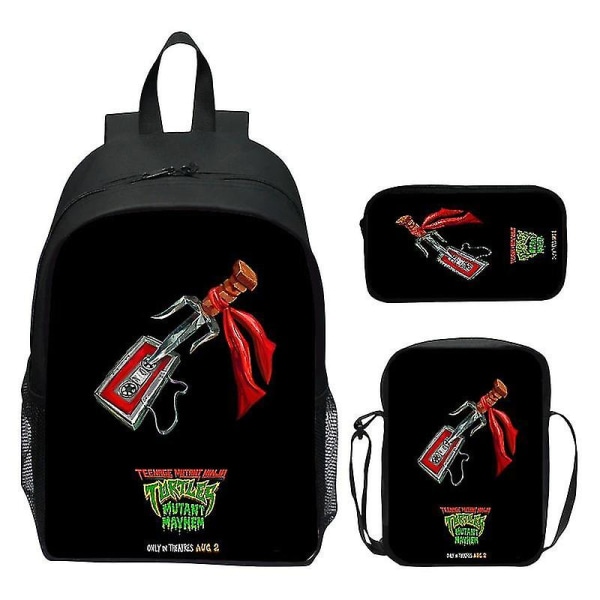 2024 Uusi Teenage Mutant Ninja Turtles koululaukku olkalaukku kynälaukku 3kpl 16" reppu sarjakuva printed laukut poikien syntymäpäivälahja T-10
