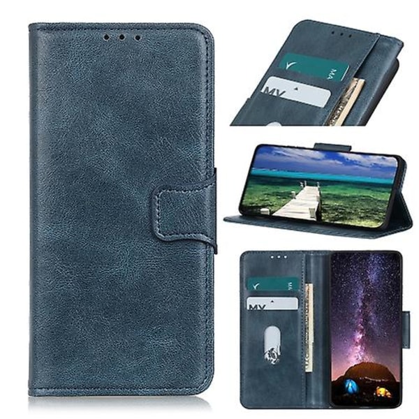 Til iPhone 15 Mirren Crazy Horse Texture Vandret Flip Læder Telefon Case (sort) Blue For iPhone 15