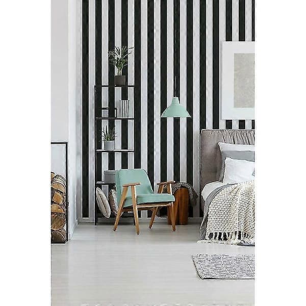 Svart Hvite Striper Tapet 9,5 X 0,53 M