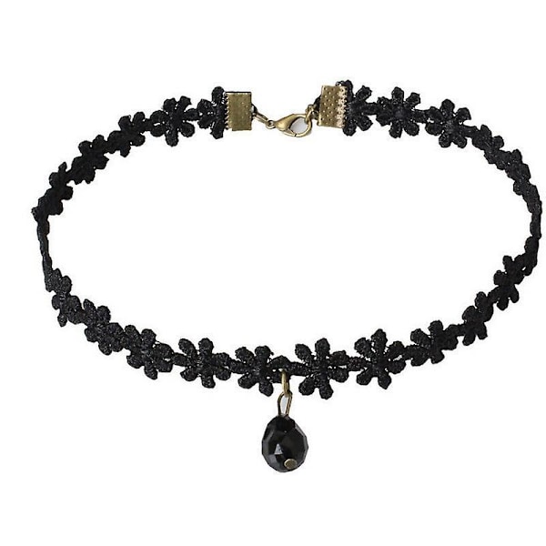 Wednesday Addams Klänning Cosplay Kostym Barn Flickor Fest Svarta Klänningar Halsband Mask only Lace necklace 130cm