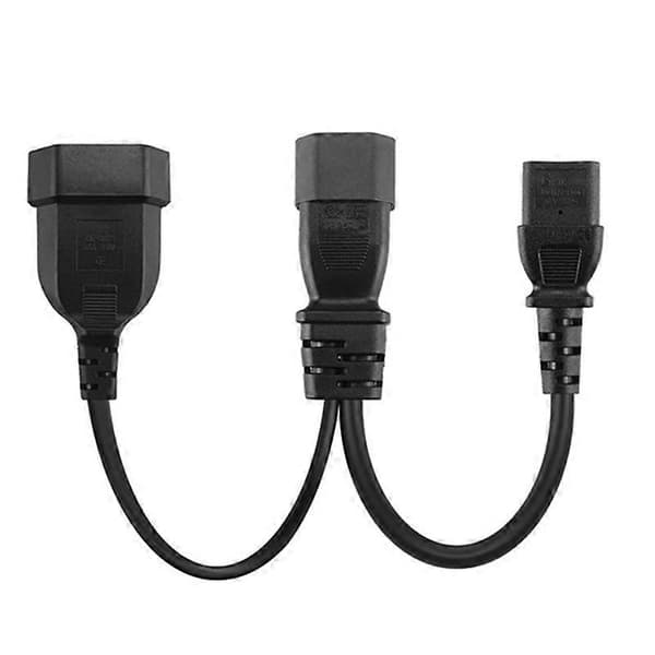 Y Type Splitter Strømkabel, Iec320 3 Pin C14 til Han C13+2 Hul Eu 4.0mm Hun Socket Ac Strømkabel black