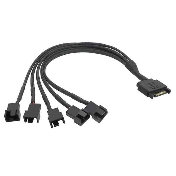 SATA til 5-ports 4-bens 3-bens blæserstrømkabel splitterkonverteradapterledning Black
