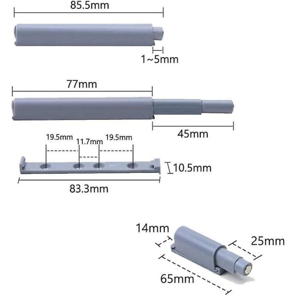 10 st Magnetiska Tryckspännen Möbeldörr Dämpare Buffert Garderob Stängningssystem Med Skruvar