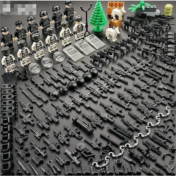 Snöstyrkor Soldater Tegelstenar Beväpnade byggstenar Armévapentillbehör Leksak för barn