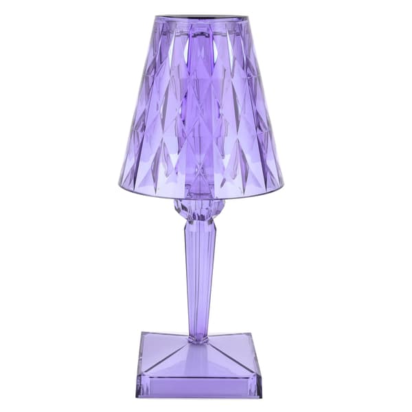 LED Crystal Table Lamp Purple Transparent Prism Dimmable USB Charging Desk Lamp