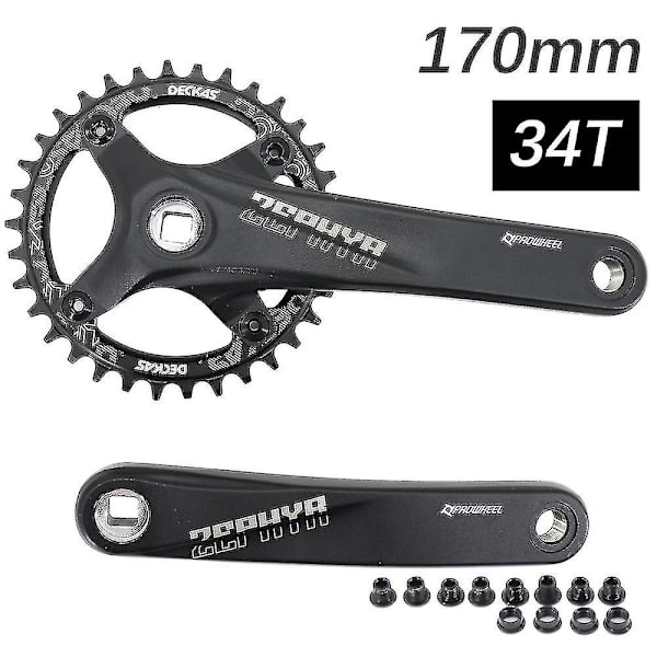 Prowheel Vevarm Square Hole MTB-cykel 104bcd 170mm 175mm Deckas Kedjekrans Mountain Bike 30t 32 34 36 38 40t 1x 2x 1 2 Växlar 170mm and 34T