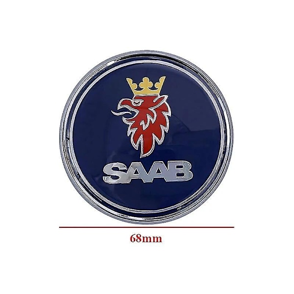 68mm 2 3-stifts Saab Bil Front Huv Emblem Baklucka Stötfångare Badge för Saab 9 3 9 5 9-3 9-5 Saab Emblem Dekal Tillbehör Yalo Rear Blue
