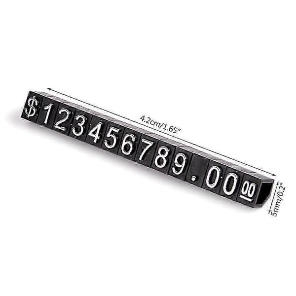 Förpackning med 10 Prislappar Display Kuber Block Siffror Prisetiketter White Black