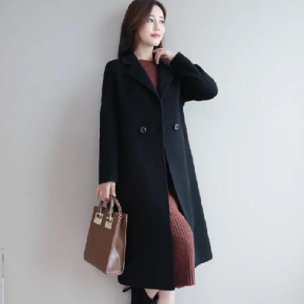 Klassisk reversoverfrakke til kvinder - vinter- og efterårsovertøj Jsir 2XL Black