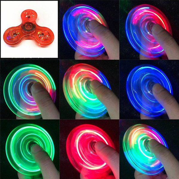 Lysende LED-lys Fidget Spinner Hånd Topp Spinners Gløder i mørket Lys EDC Figet Spiner Finger Stressavlastende Leke Red