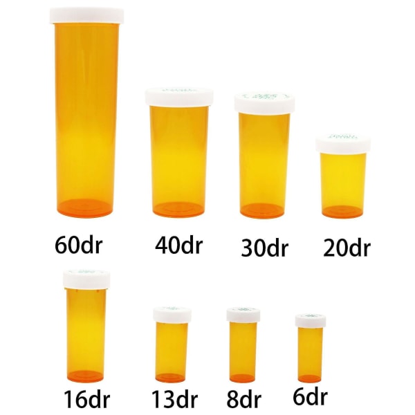 12 pakke tomme pilleflasker med lokk for reseptbelagte medisiner, 6-dram plastflasker (oransje)