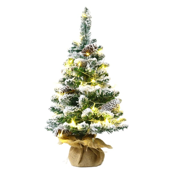 Pieni joulukuusi LED-valolla Realistisen näköinen eloisan värinen paristokäyttöinen valaistu keinotekoinen joulupuukoriste 60cm,Warm light