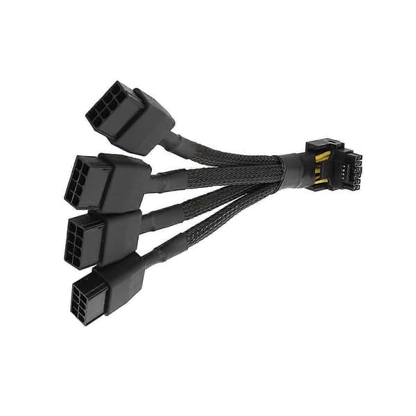 Til GPU RTX4090 RTX4080 4X8 Pin PCI-E til 16 Pin Grafikkort Strømkabel 12VHPWR Stik Albue C Black