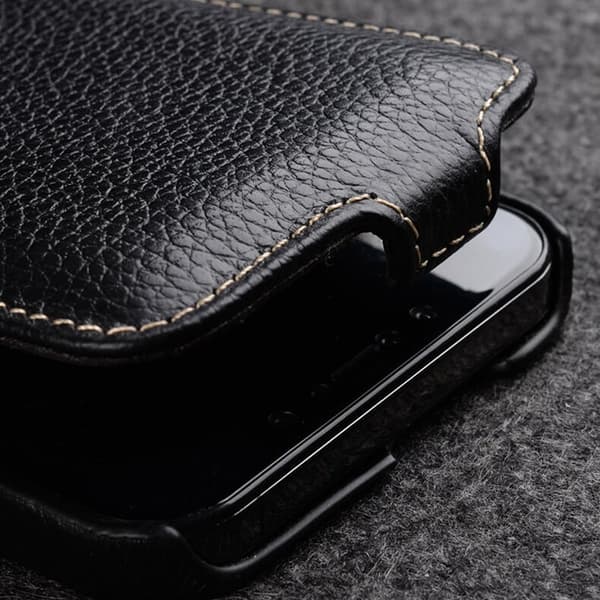 MELKCO Mobilcover til iPhone 14 Pro Max Ægte Læder + PC Vertikalt Flip - Brun 100