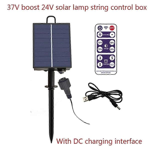 1200mAh Solpanel Kontrolboks Sæt Lithium Batteri Panel til 3.7V 24V LED String Strip Lampe DC Opladning Black