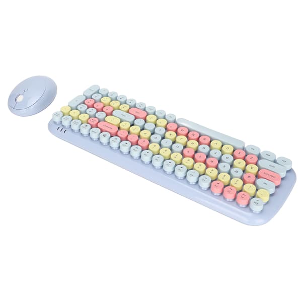 Keyboard and Mouse Combo 2.4G Wireless Technology Smart Power Saving Long Distance Transmission Keyboard and Mouse Light Blue Mixed Color