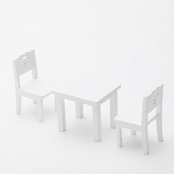 3-deligt leksaksbord och stolar i miniatyr White