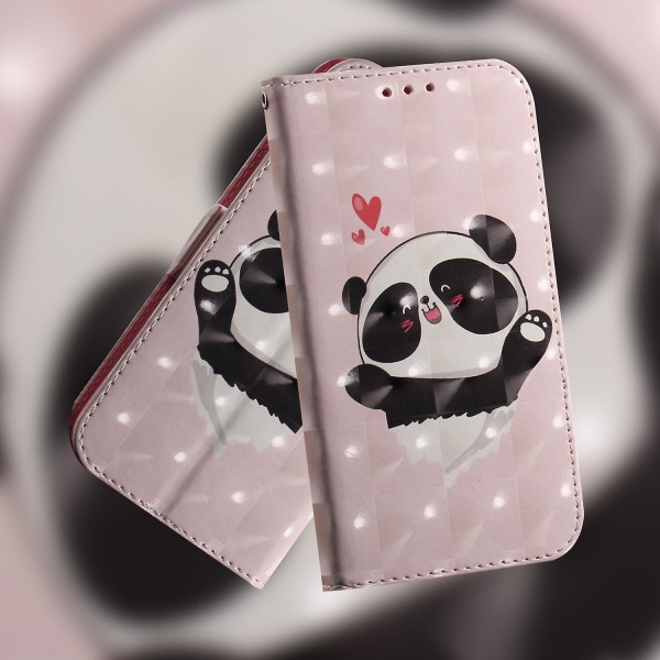 Etui til Oppo A76 4g/ A36 Cover Magnetisk 3D Mønster Wallet Flip Etui med Rem - Sød Panda