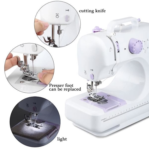 Excelvan Electronic Sewing Machine - Beginner - 12 Stitches - Portable - Two Adjustable Speeds
