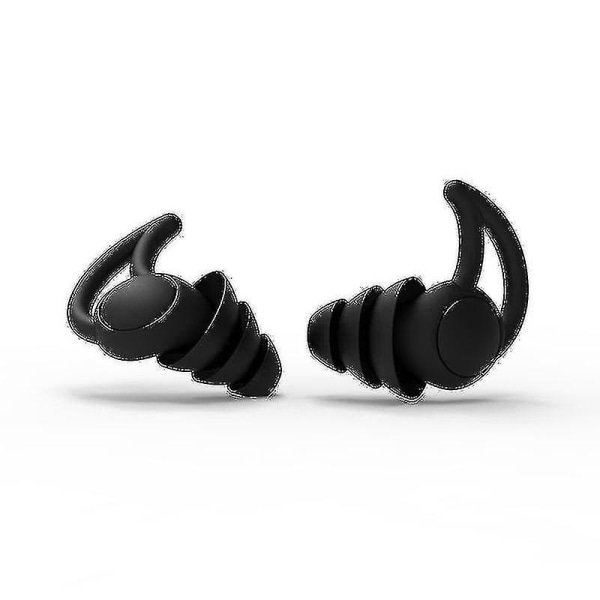 Tysta ljudreducerande öronproppar, supermjuka, återanvändbara hörselskydd i flexibel silikon för sömn, ljudkänslighet Black