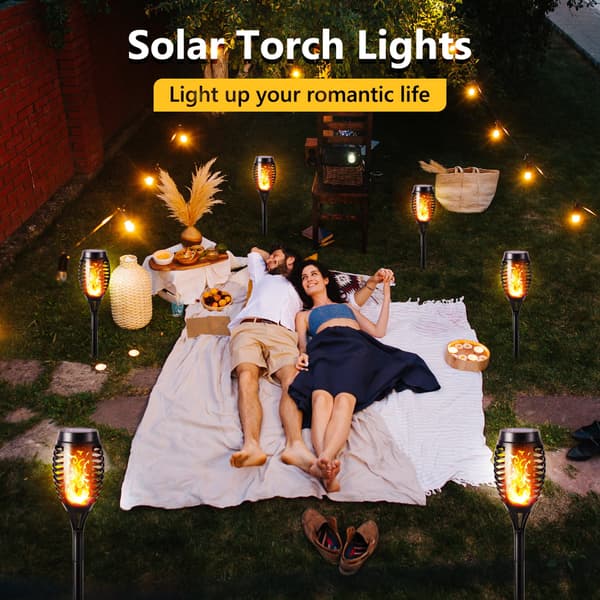 4-pack Solar Torches LED Flickering Flame Outdoor Waterproof Solar Lights Pathway Lights Landscape Lanterns Decorative Lighting Automatic On/Off