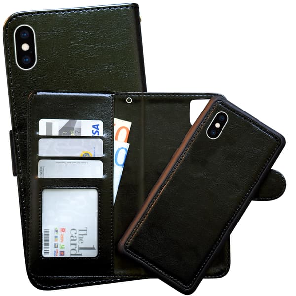 iPhone X/Xs - Plånboksfodral / Magnetiskt Omslag Svart