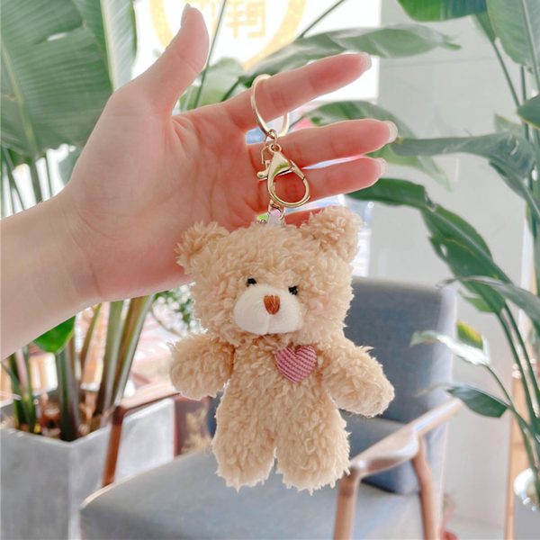 Nøglevedhæng Hjerte Bjørn Tegneserie Plys Dukke Sød Fluffy Nøglering Multifunktionel Taske Vedhæng Valentinsdag Gave White E
