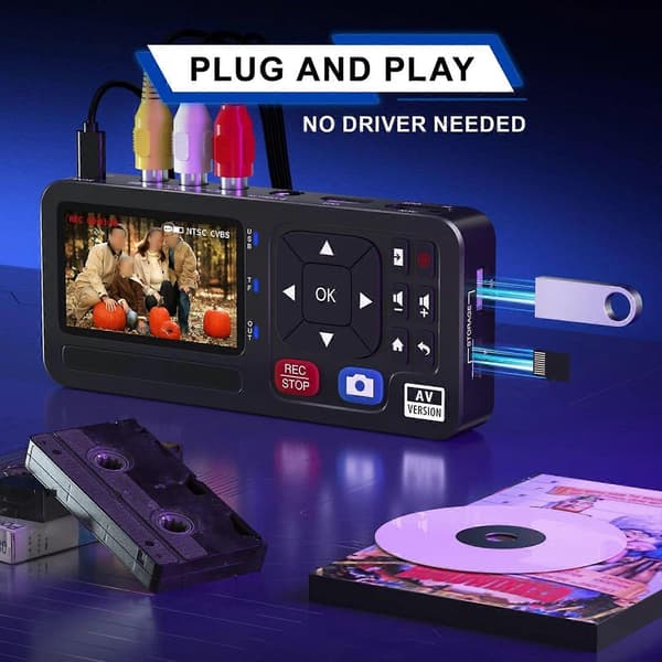 VHS til digital omformer Video til digital opptaker med fjernkontroll RCA til HDMI New3H