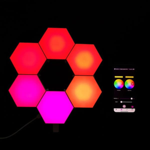Package of 6 Hexagonal Wall Lamps with Remote Control, Smart Touch Modular LED Lamp KLB