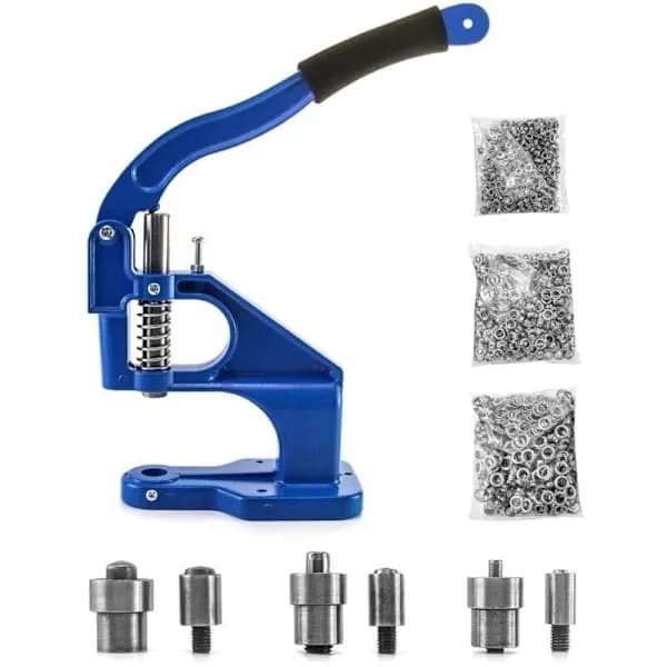 RU-Eyelet Press, Eyelet Punch Machine with 3 Dies and 1500 Eyelets, for Leather Textile..DEBUNS,A