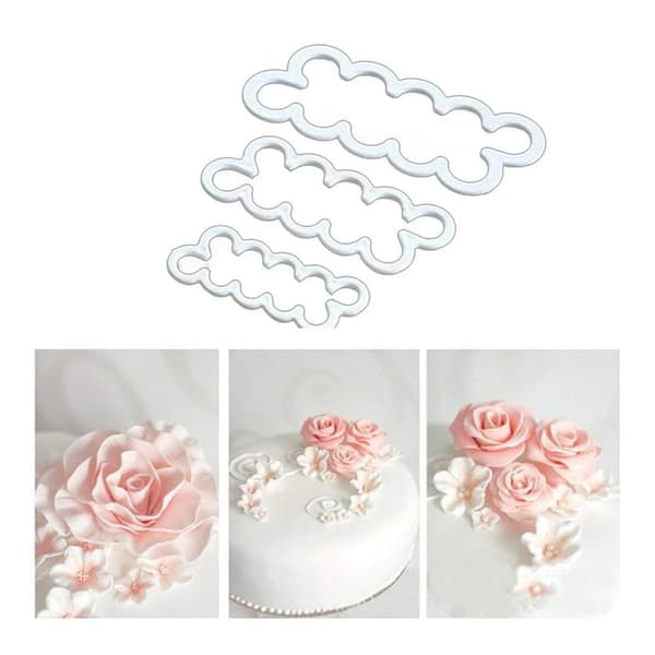 Sett med 3 Rosekutter - Marsipanroser - Former - Baking White