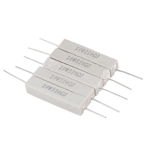 5 x 330 Ohm 5% 10W Watt Trådviklede Keramiske Cementmodstande White