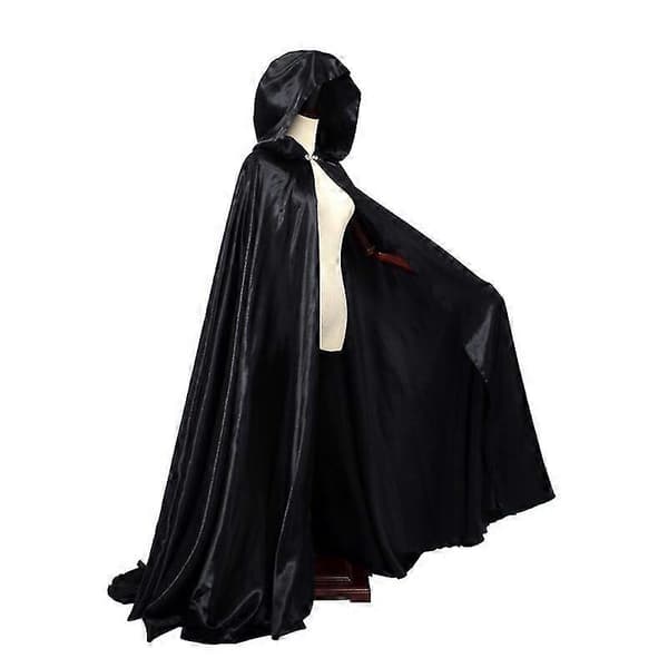 GYFDYM Dame hettekappe kapper sateng gotisk kappe vampyr Halloween heks cosplay kåpe Black