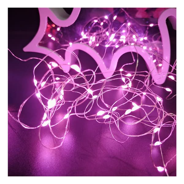 1m Mini LED Ljusslinga Batteridriven Rosa