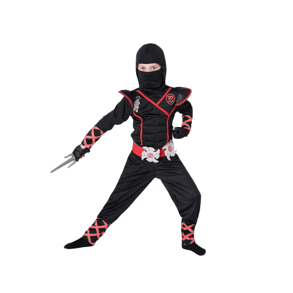 Spooktacular Creations Ninja-kostyme for barn, svart ninja-kostyme, Deluxe Ninja-kostyme for gutter Halloween Ninja-kostyme Dress Up 5-7 years old
