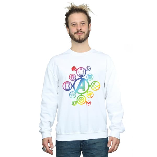 Marvel Herr Avengers Infinity War Rainbow Icons Sweatshirt L Vit White L