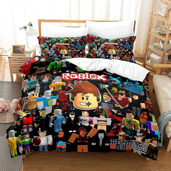 R11 Roblox 3D-tryckt Sängklädesset Täcke Överkast Kuddfodral Barnpresent AU DOUBLE 180x210cm