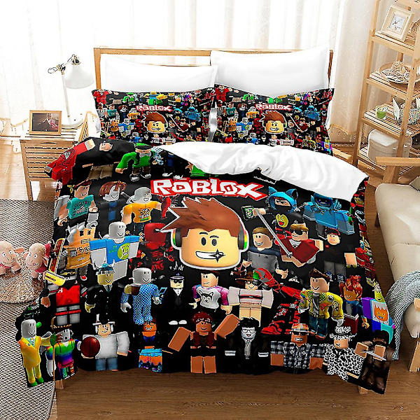 R11 Roblox 3D-tryckt Sängklädesset Täcke Överkast Kuddfodral Barnpresent US QUEEN 228x228cm